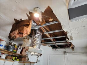 Ceiling Damage by Polybutylene Water Pipe