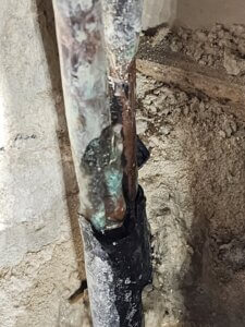 Leaking Copper Pipe Inside Concrete Wall