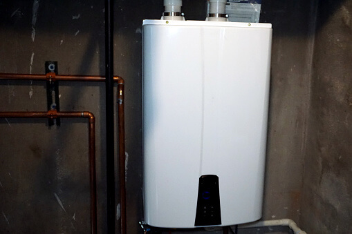 Tankless Water Heater Installation with Sediment Pre-Filter.