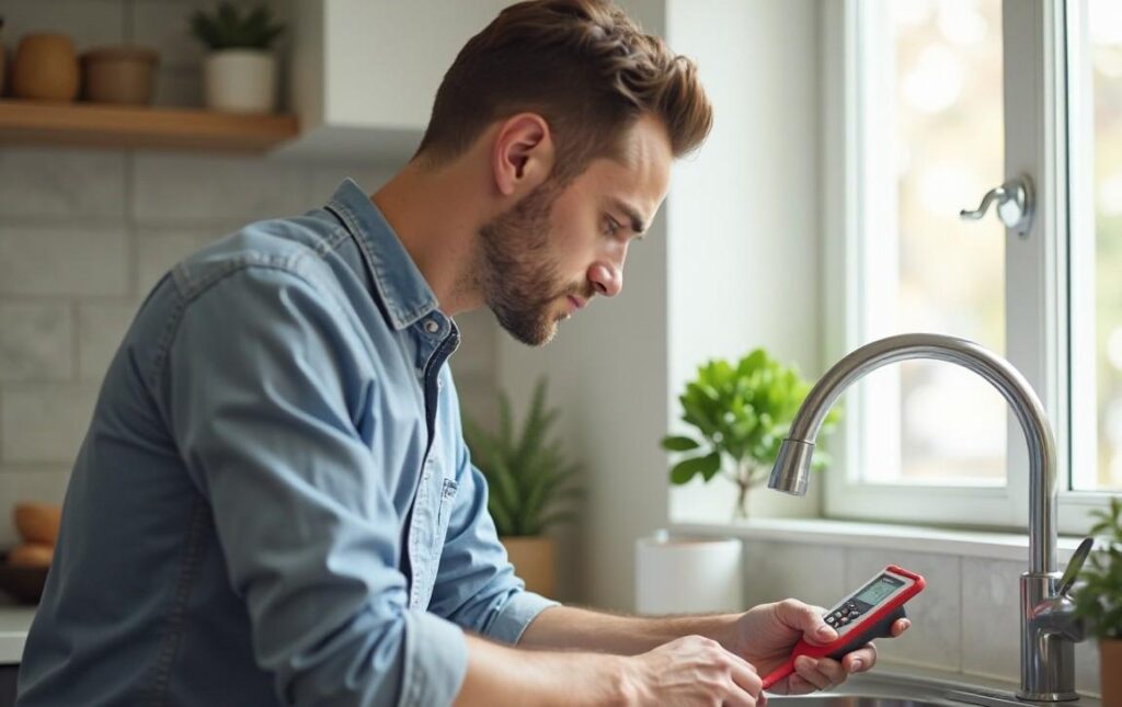 Homeowner checks plumbing under sink to prevent water damage in a Pembroke Pines, FL home
