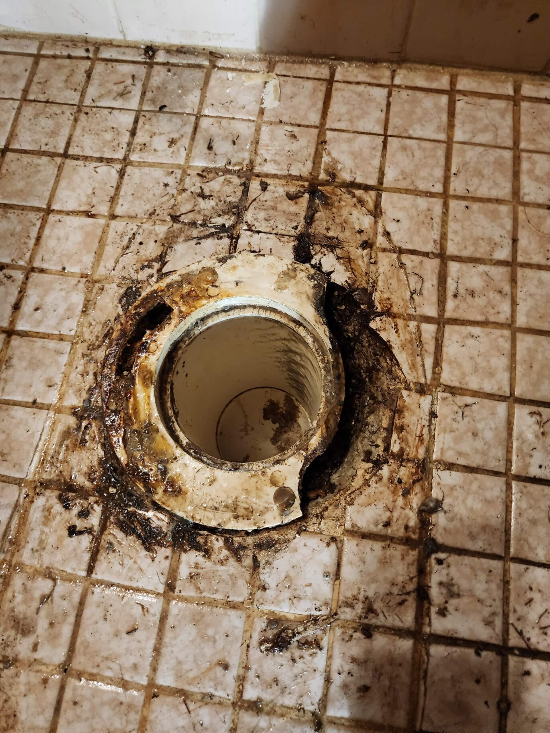 Broken Bathroom Toilet Flange.