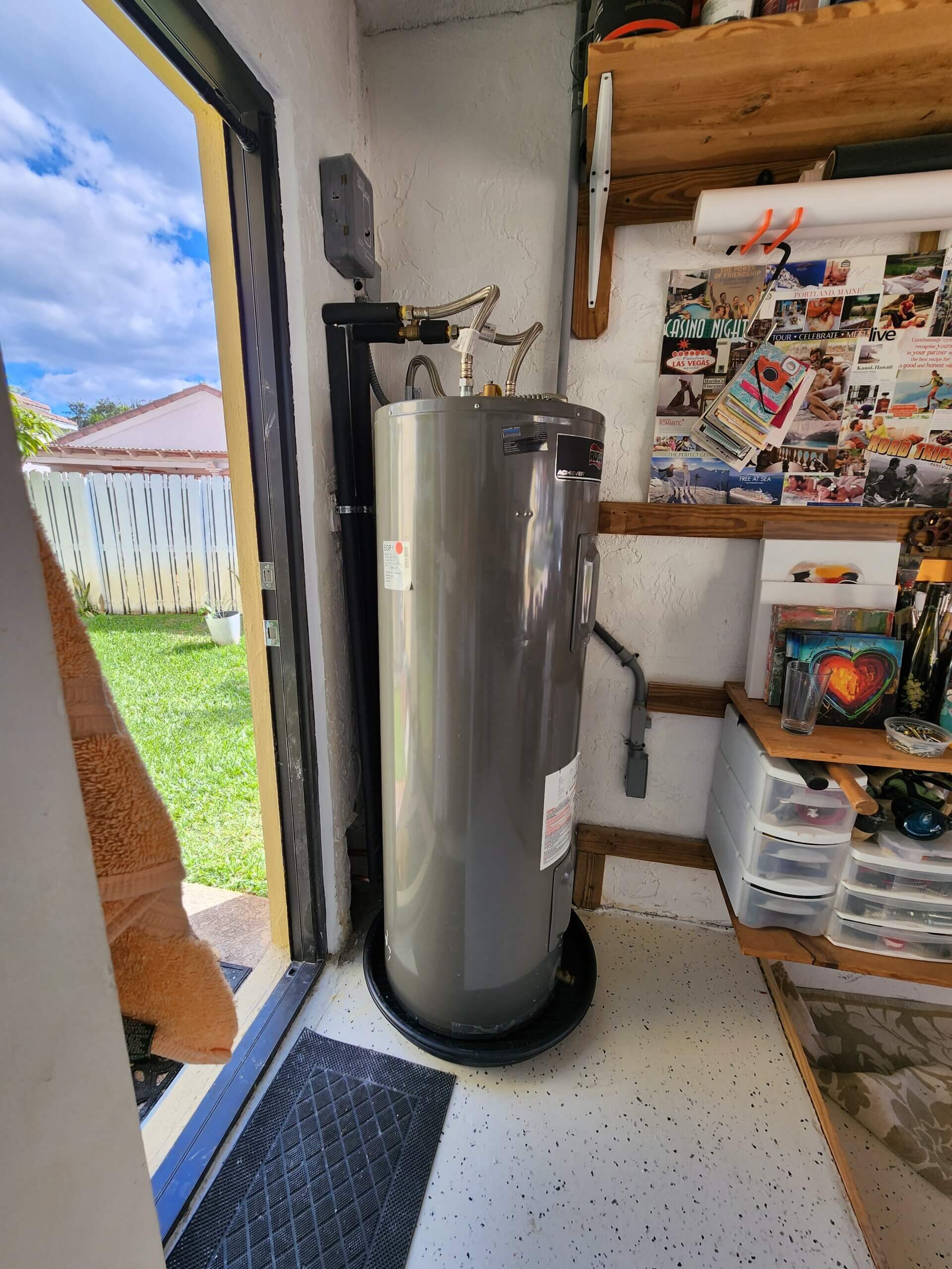 Electric Water Heater Install in Garage