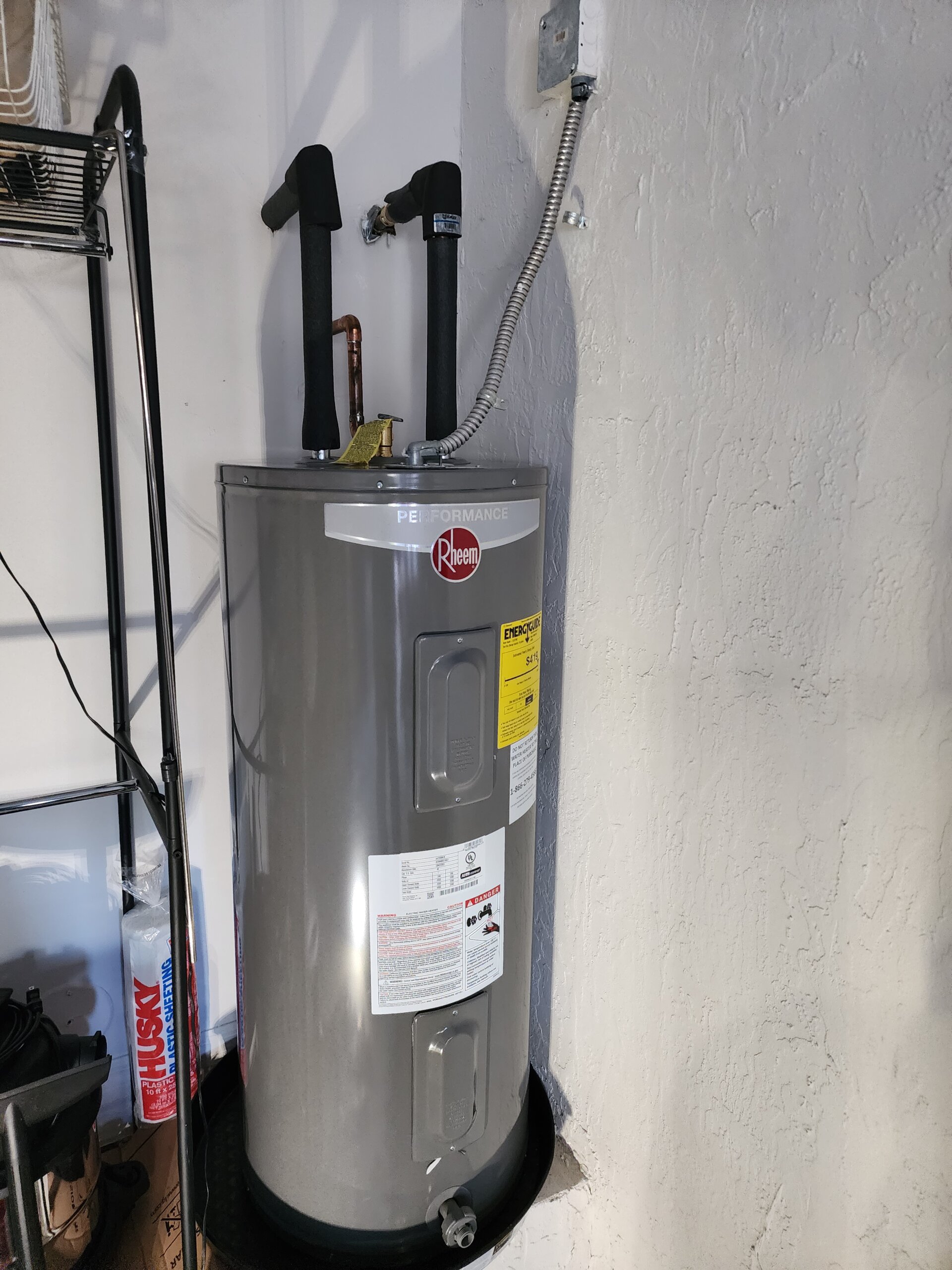Electric Water Heater Installation in Garage