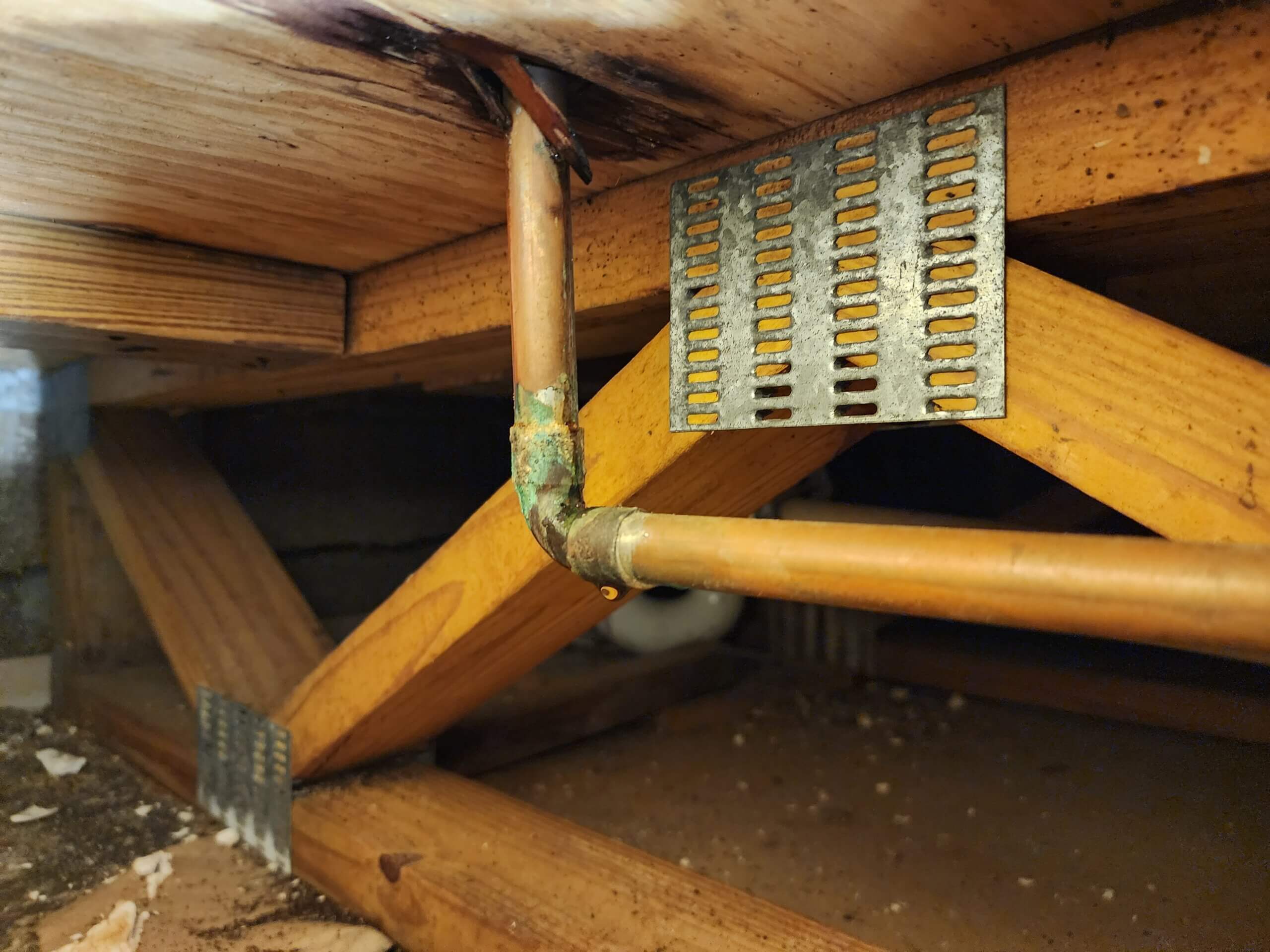 Leaking Copper Pipe in Crawl Space