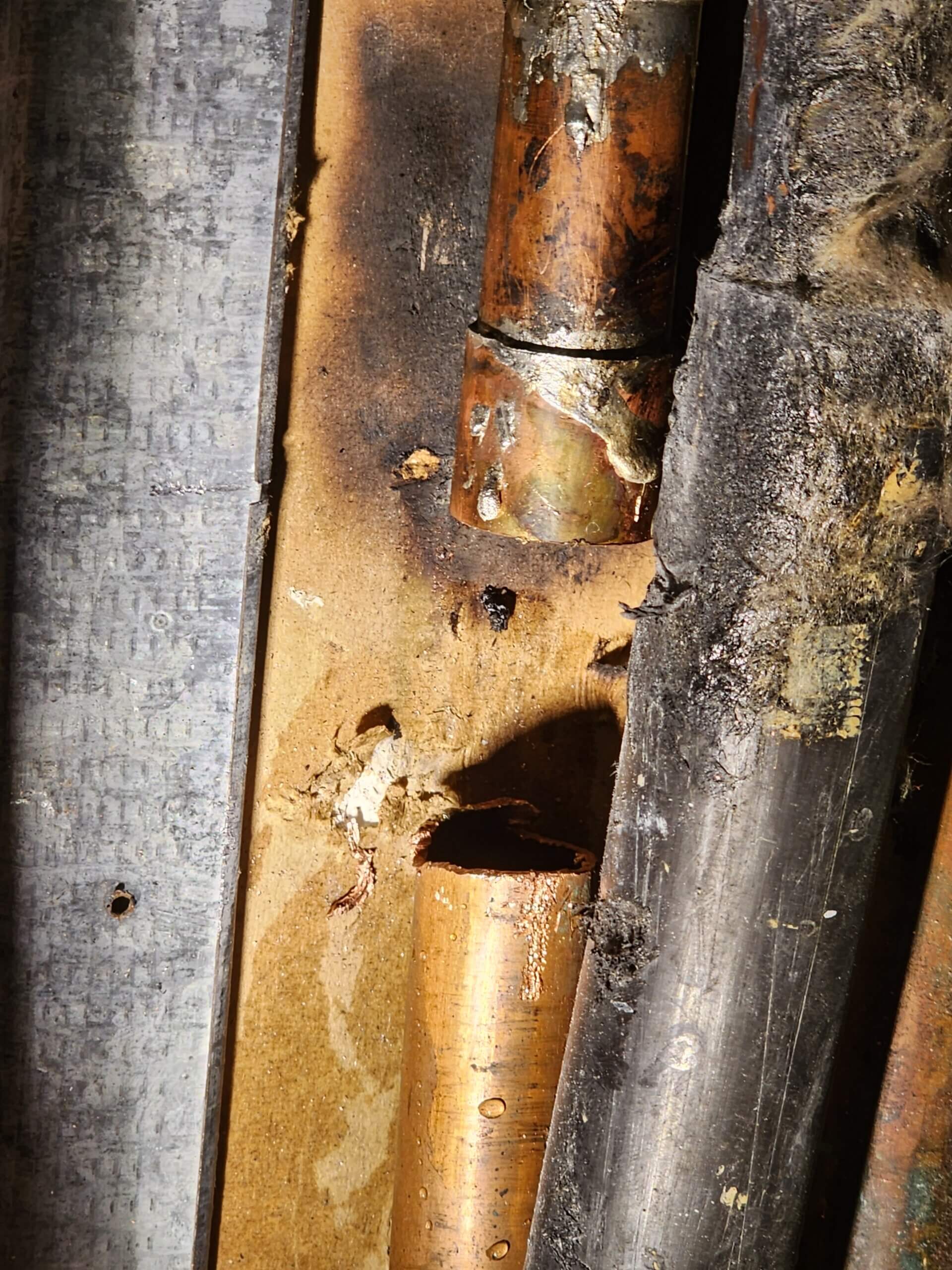 Leaking Copper Water Supply Line Cap Off