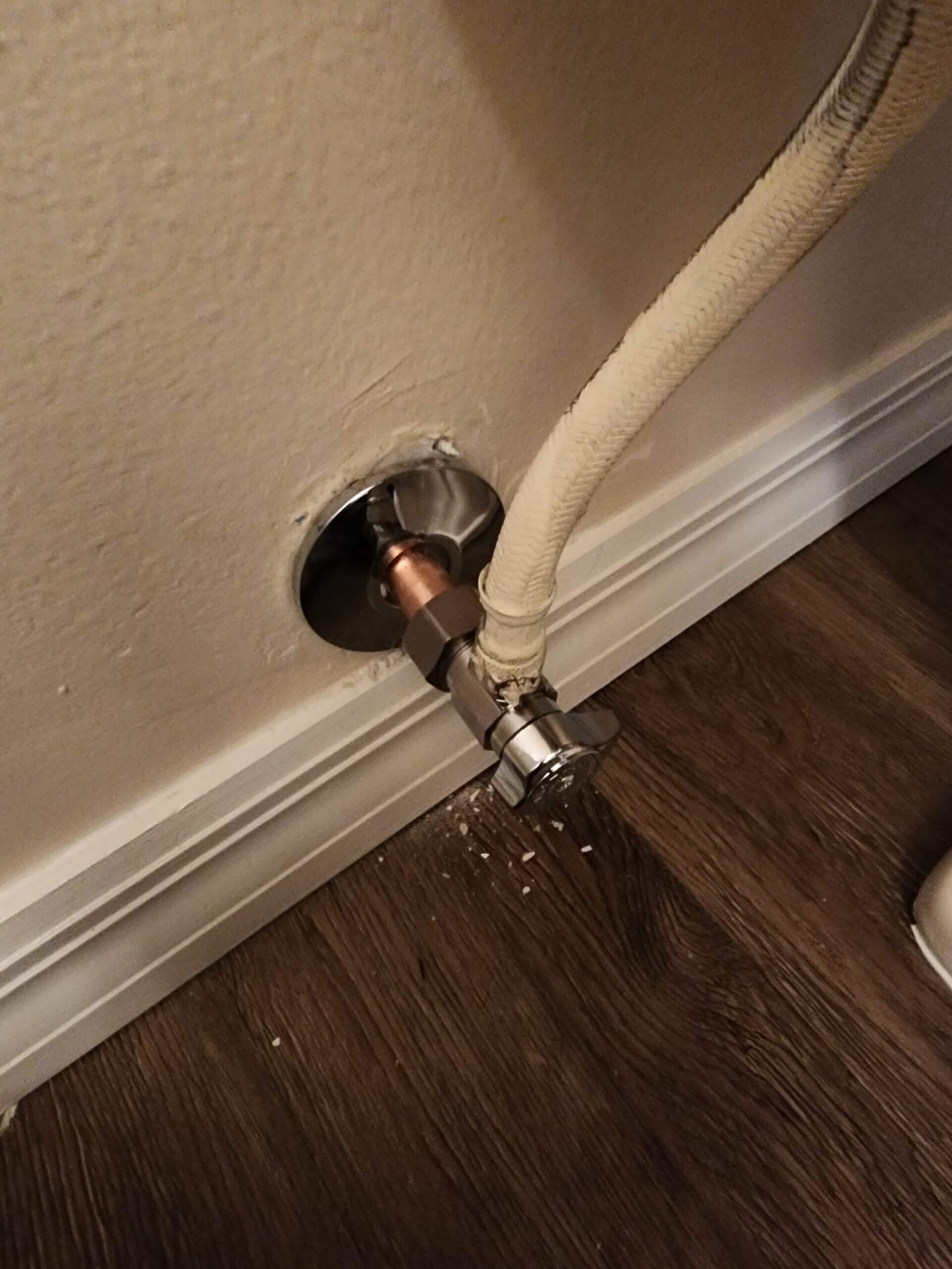 New Emergency Shut Off Valve Install in Bathroom Toilet