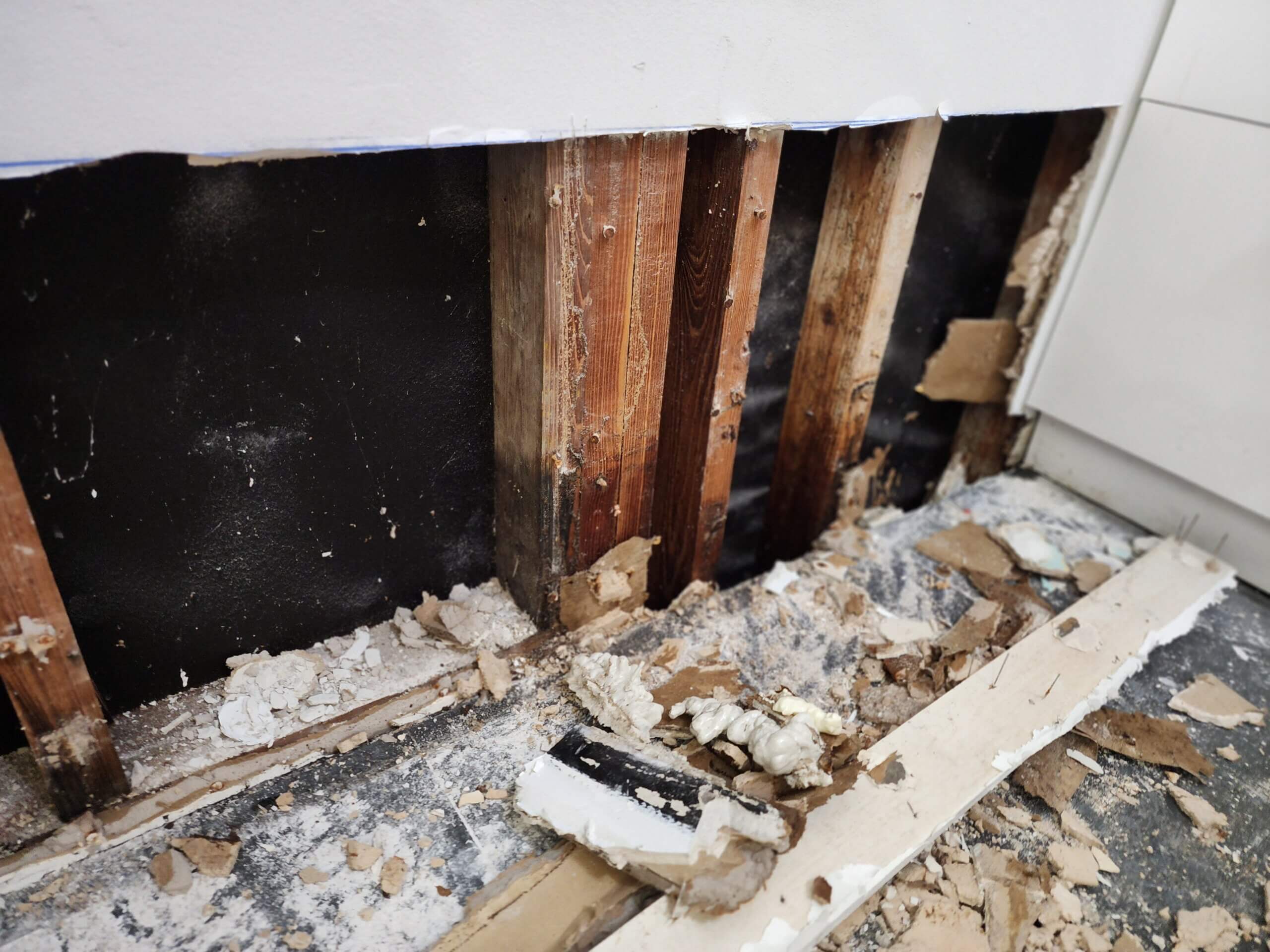 Water Damaged Inside Wall
