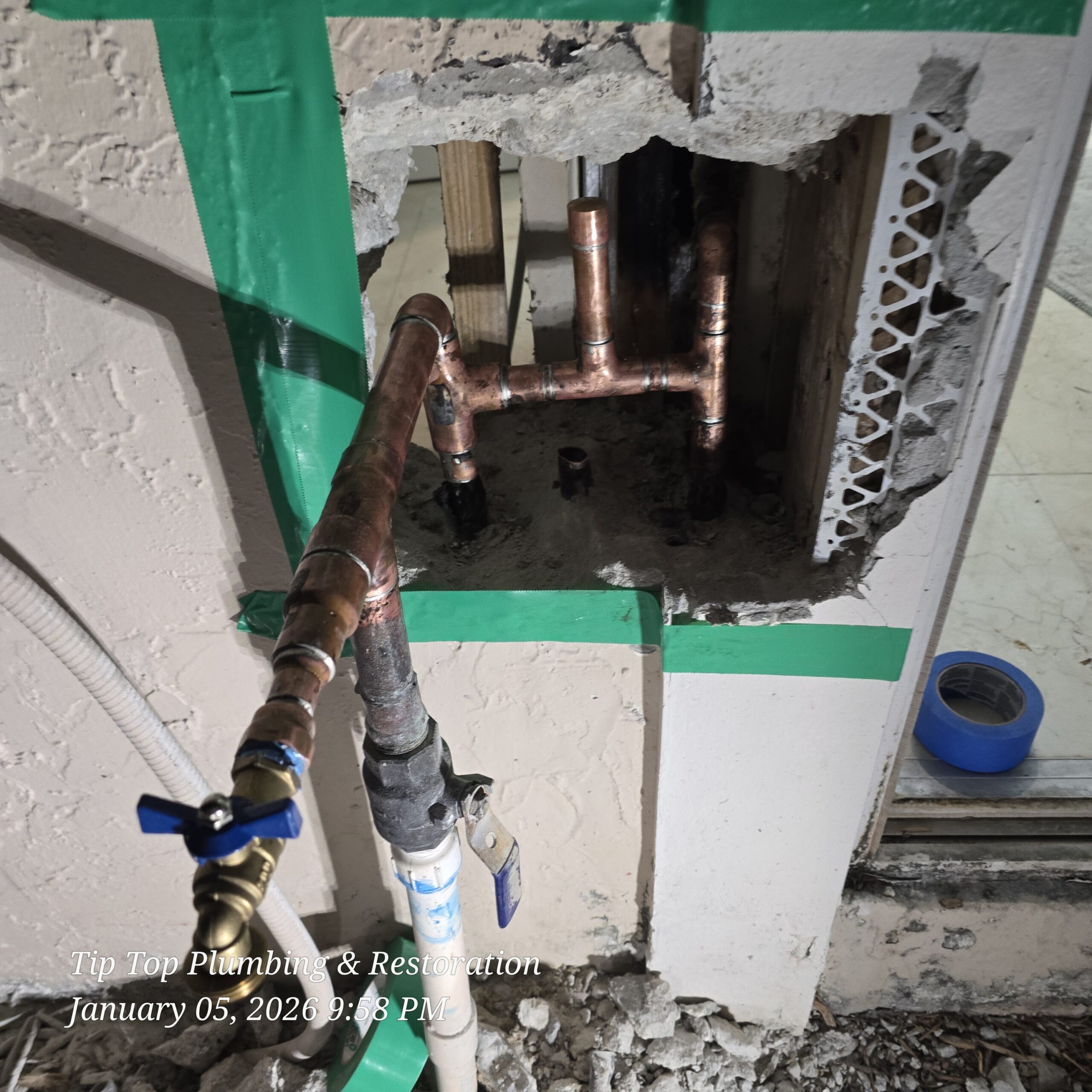 Leaking Cooper Pipe inside concrete wall