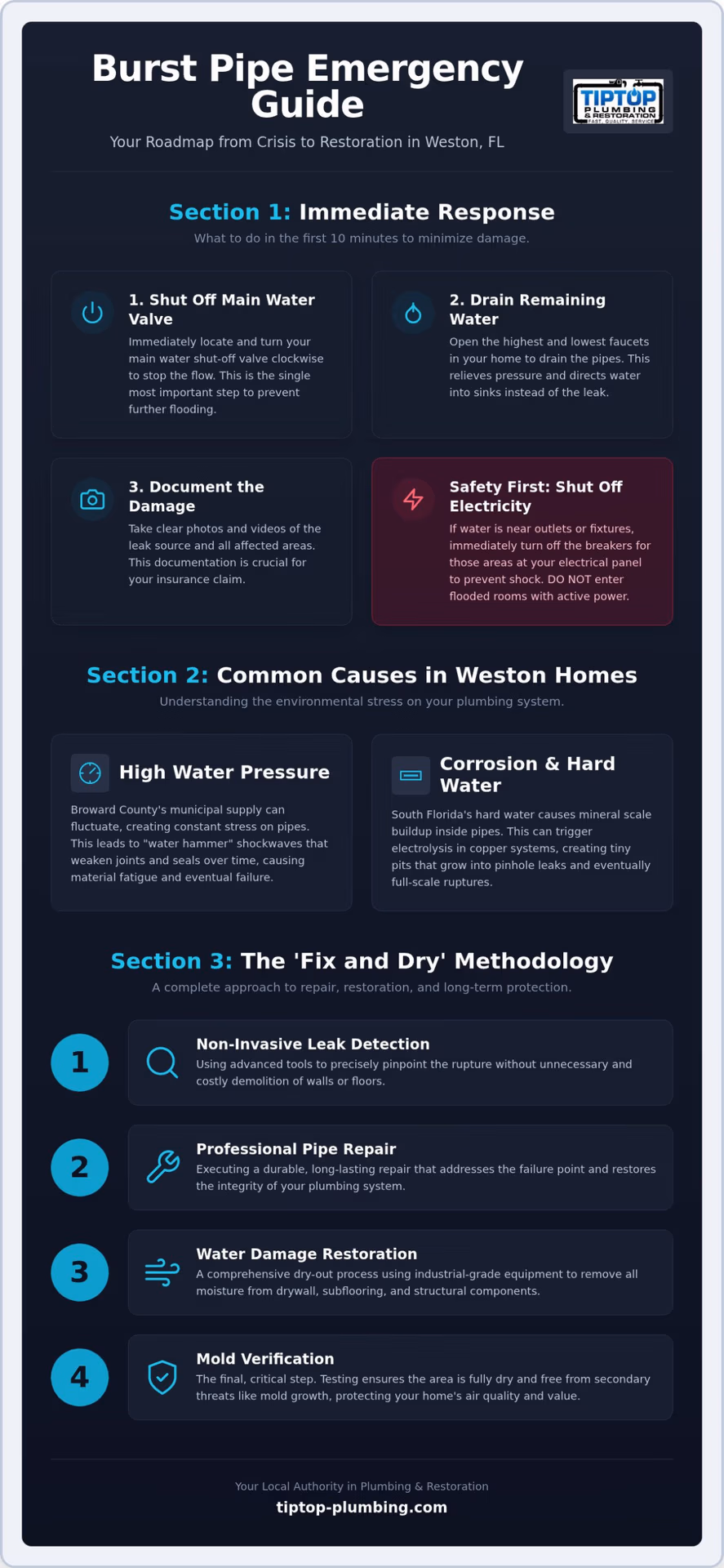 Burst Pipe Repair in Weston, FL: Emergency Response & Restoration