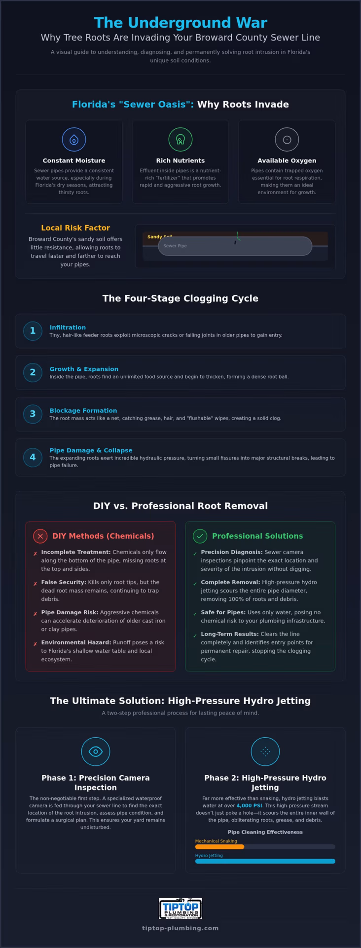 Tree Root Removal from Sewer Line: The Broward County Homeowner’s Guide