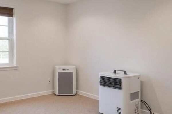 Mold Remediation Process & Timeline – Tip Top Plumbing & Restoration Mold remediation process in a residential home, showcasing sealed-off areas, dehumidifiers, and clean surfaces as part of the professional mold removal process.