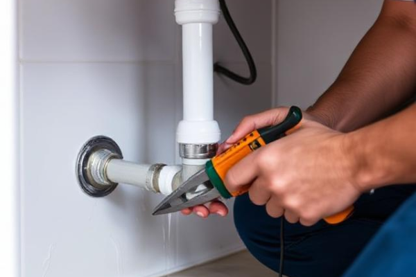 Plumbing and water damage restoration services in Pine Island Ridge, FL, with an expert plumber addressing water leaks and damage repair under a kitchen sink.